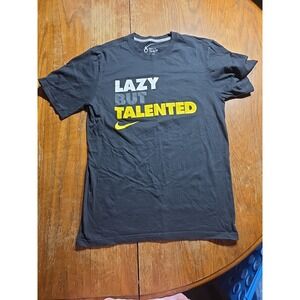 Mens Medium Nike Sportswear Lazy But Talented Black Standard Fit T Shirt